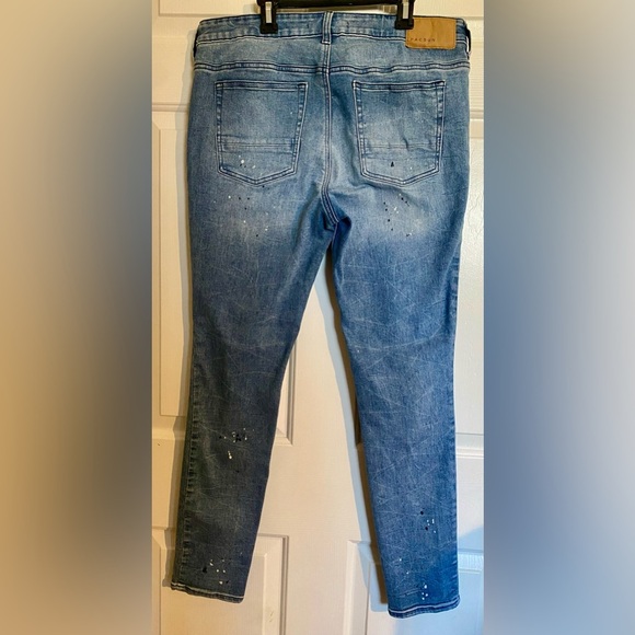 PacSun Mens Blue Ripped Splatter Stacked Skinny Jeans 32x30 - Picture 8 of 9